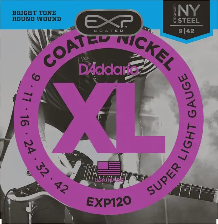 D‘Addario EXP120 Coated Electric Guitar Strings, Super Light, 9-42