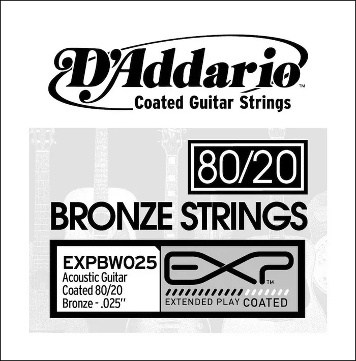 D‘Addario EXPBW025 EXP Coated 80/20 Bronze Single String, .025