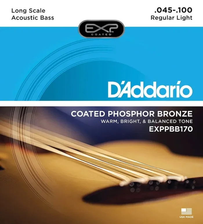 D‘Addario EXPPBB170 Phosphor Bronze Coated Acoustic Bass Strings, Long Scale, 45-100