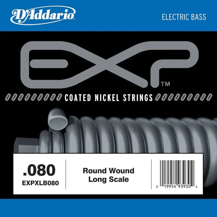 D‘Addario EXPXLB080 EXP Coated Nickel Round Wound Bass Guitar Single String, .080