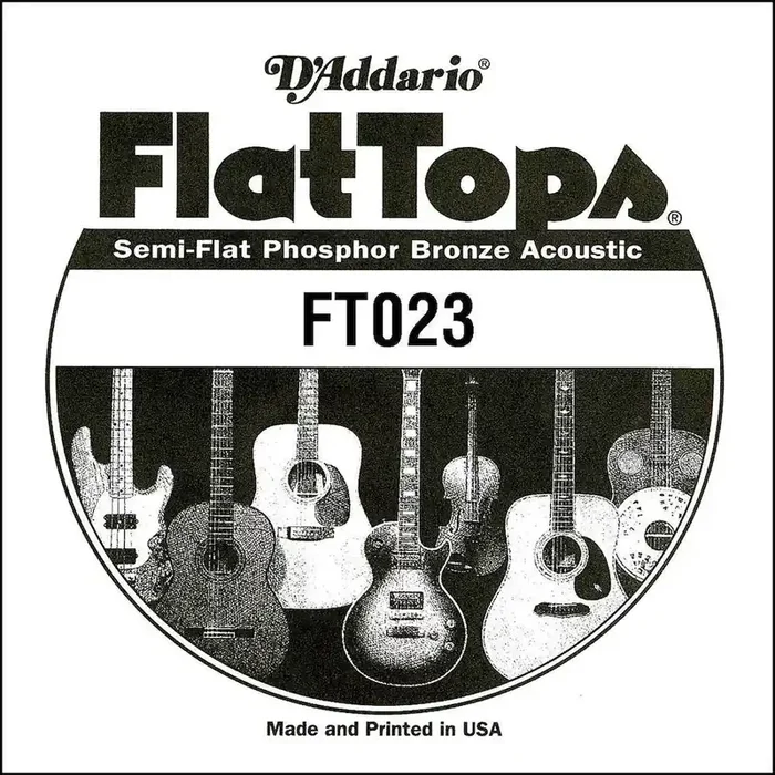 D‘Addario FT023 Semi-Flat Phosphor Bronze Acoustic Guitar Single String, .023