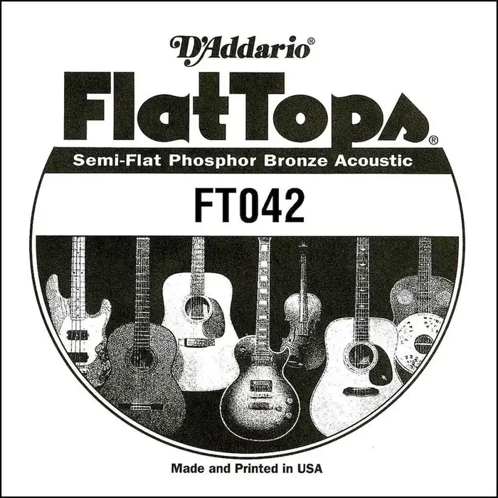 D‘Addario FT042 Semi-Flat Phosphor Bronze Acoustic Guitar Single String, .042