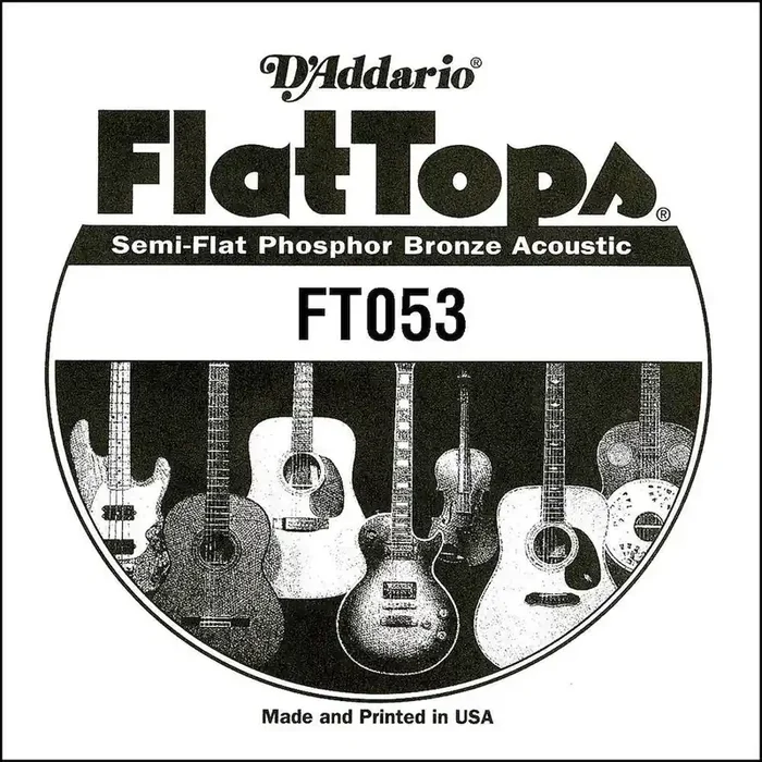 D‘Addario FT053 Semi-Flat Phosphor Bronze Acoustic Guitar Single String, .053