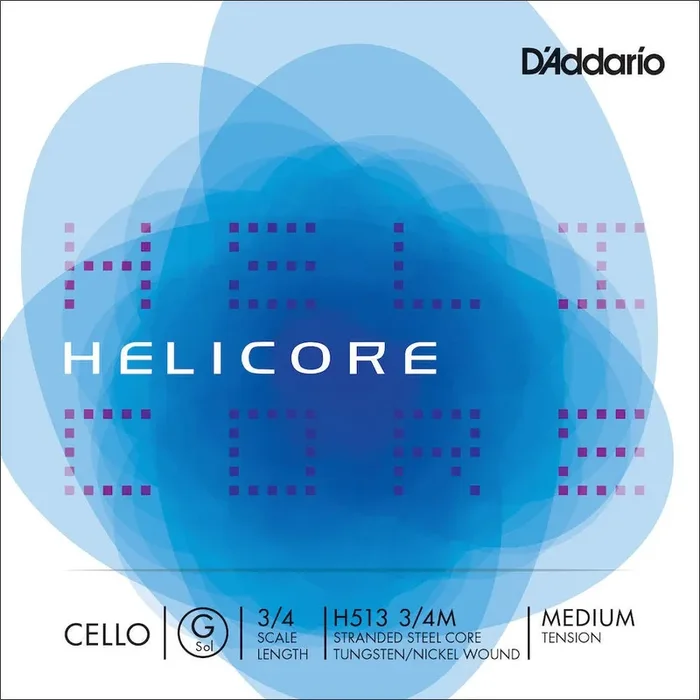 D‘Addario Helicore Cello Single G String, 3/4 Scale, Medium Tension