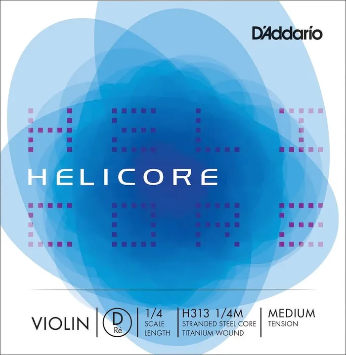 D‘Addario Helicore Violin Single D String, 1/4 Scale, Medium Tension