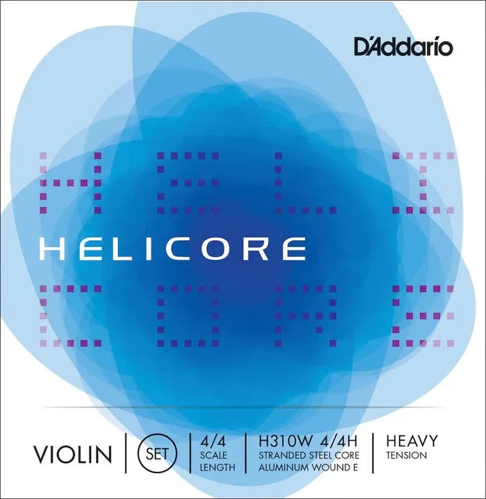 D‘Addario Helicore Violin String Set with Wound E, 4/4 Scale, Heavy Tension