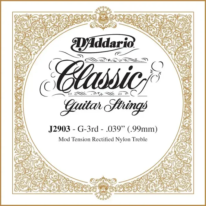 D‘Addario J2903 Classics Rectified Classical Guitar Single String, Moderate Tension, Third String