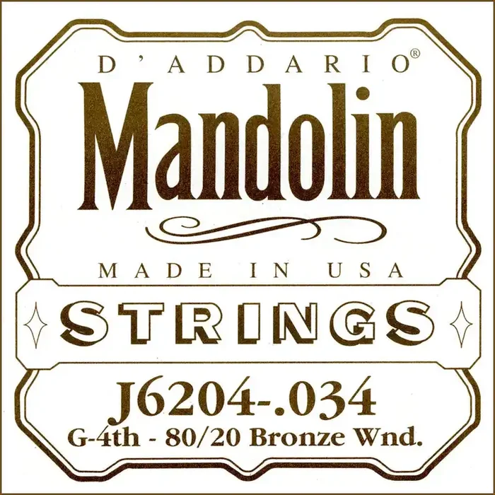 D‘Addario J6204 80/20 Bronze Wound Mandolin Single String, .034