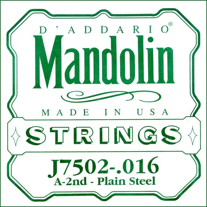 D‘Addario J7502 Plain Steel Mandolin Single String, Second String, .016