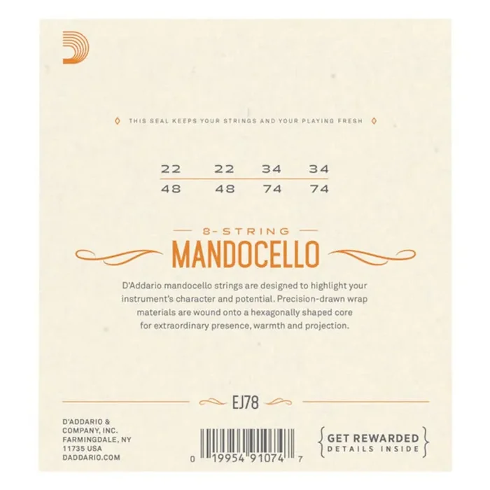 D‘Addario J78 Phosphor Bronze Mandocello Strings, 22-74