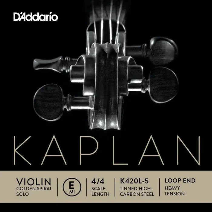D‘Addario Kaplan Golden Spiral Solo Loop End Violin Single E String, 4/4 Scale, Heavy Tension