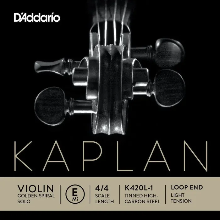 D‘Addario Kaplan Golden Spiral Solo Loop End Violin Single E String, 4/4 Scale, Light Tension