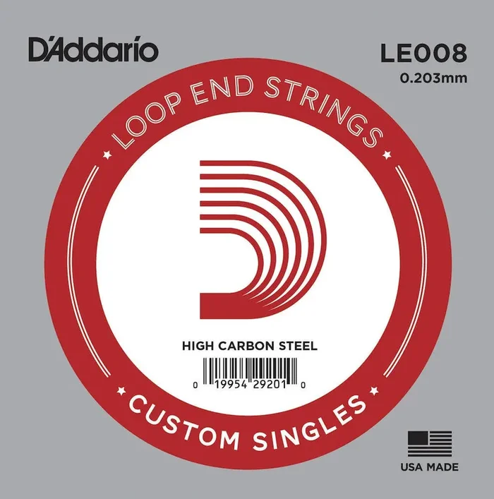 D‘Addario LE008 Plain Steel Loop End Single String, .008