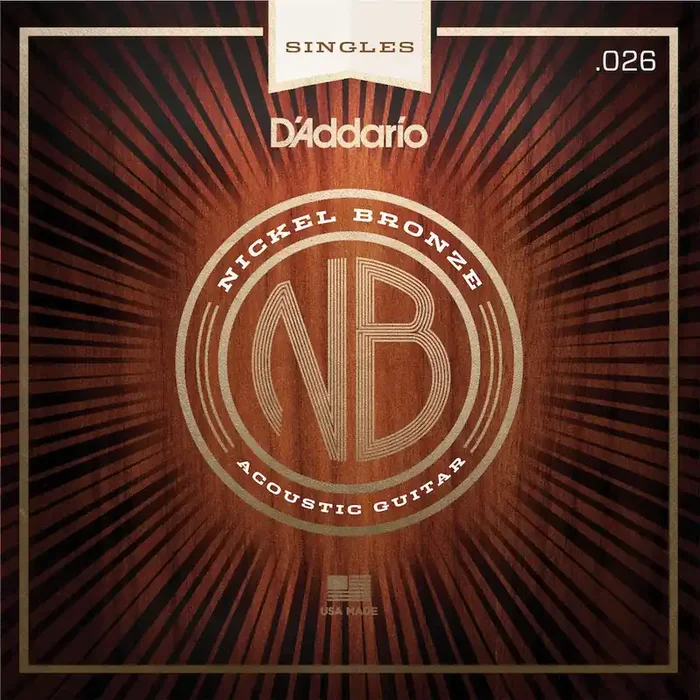 D‘Addario NB026 Nickel Bronze Wound Acoustic Guitar Single String, .026