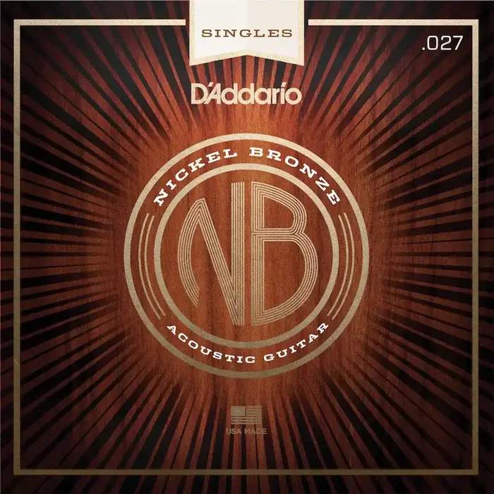 D‘Addario NB027 Nickel Bronze Wound Acoustic Guitar Single String, .027