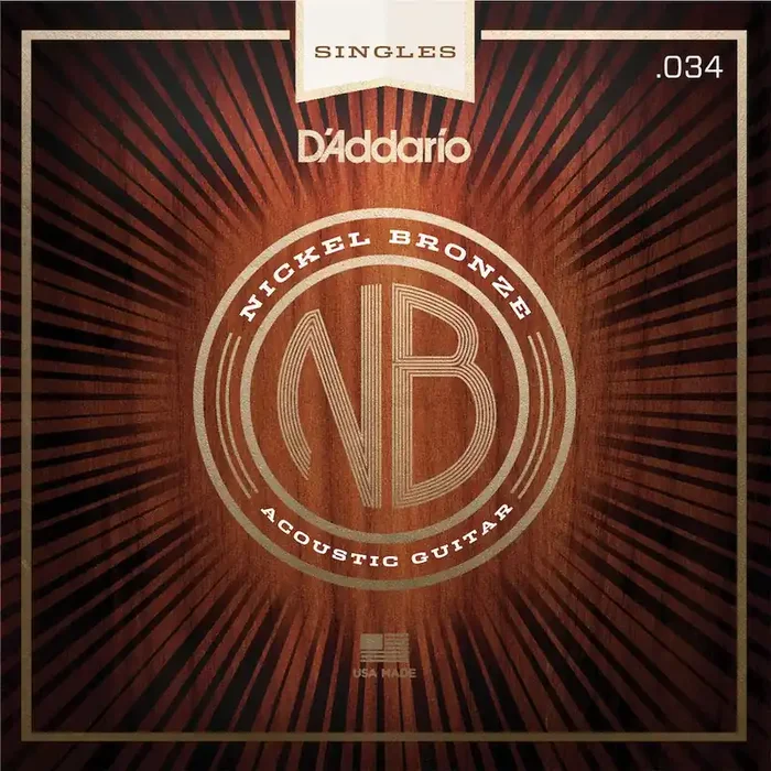 D‘Addario NB034 Nickel Bronze Wound Acoustic Guitar Single String, .034