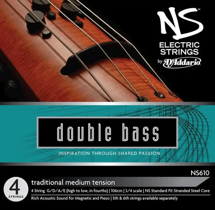 D‘Addario NS Electric Traditional Bass String Set, 3/4 Scale, Medium Tension