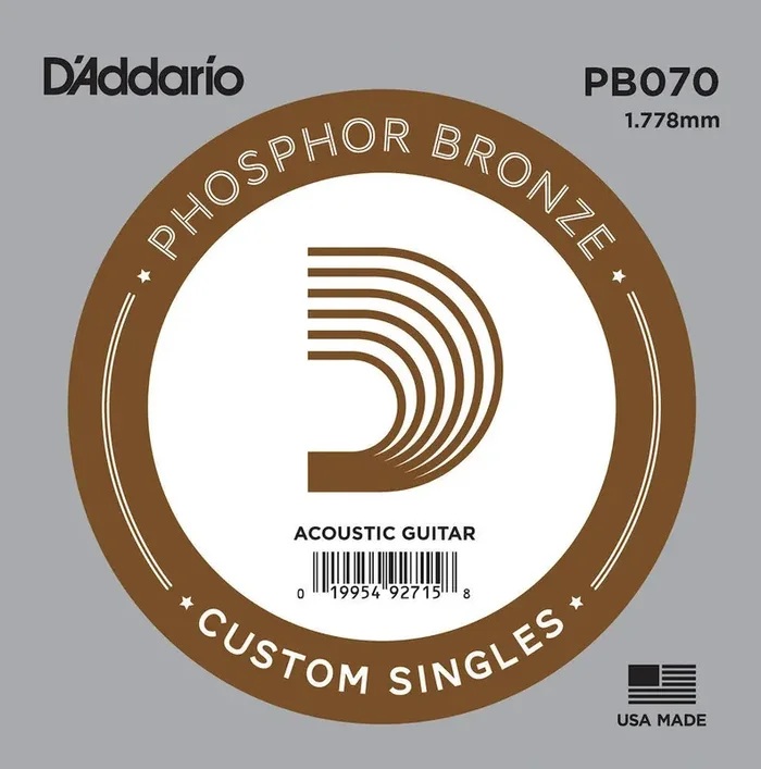D‘Addario PB070 Phosphor Bronze Wound Acoustic Guitar Single String, .070