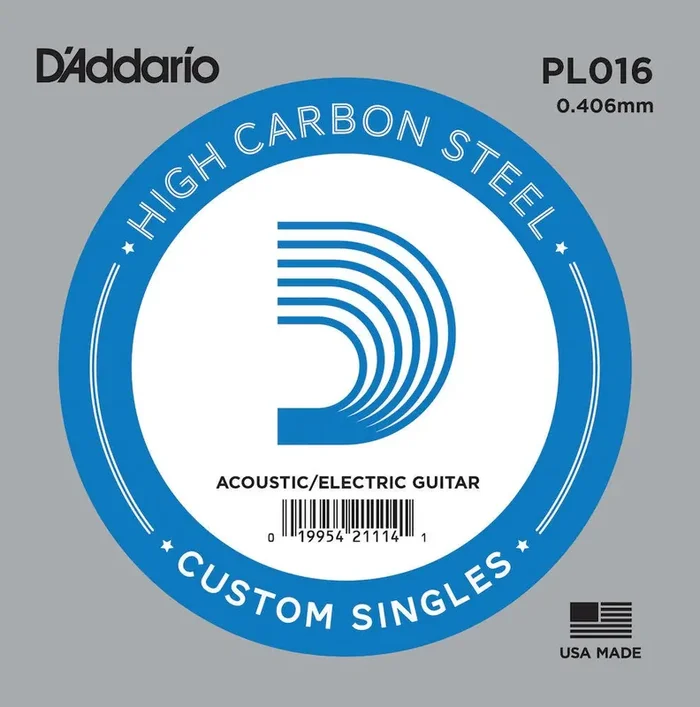 D‘Addario PL016 Plain Steel Guitar Single String, .016