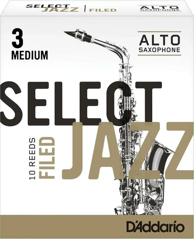 D‘Addario Select Jazz Filed Alto Saxophone Reeds, Strength 3 Medium, 10-pack