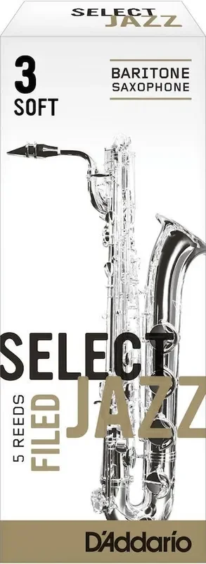 D‘Addario Select Jazz Filed Baritone Saxophone Reeds, Strength 3 Soft, 5-pack