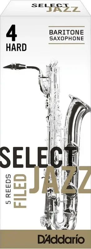 D‘Addario Select Jazz Filed Baritone Saxophone Reeds, Strength 4 Hard, 5-pack