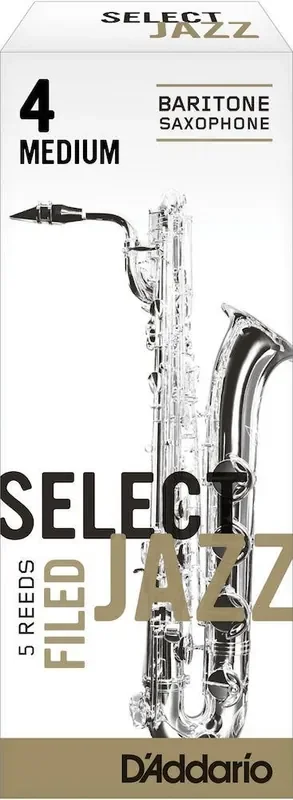 D‘Addario Select Jazz Filed Baritone Saxophone Reeds, Strength 4 Medium, 5-pack