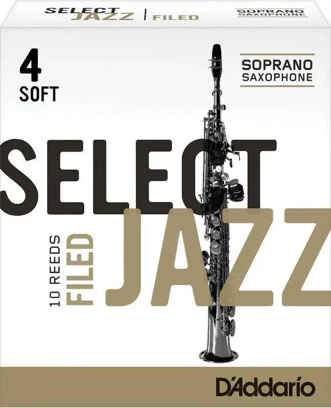 D‘Addario Select Jazz Filed Soprano Saxophone Reeds, Strength 4 Soft, 10-pack