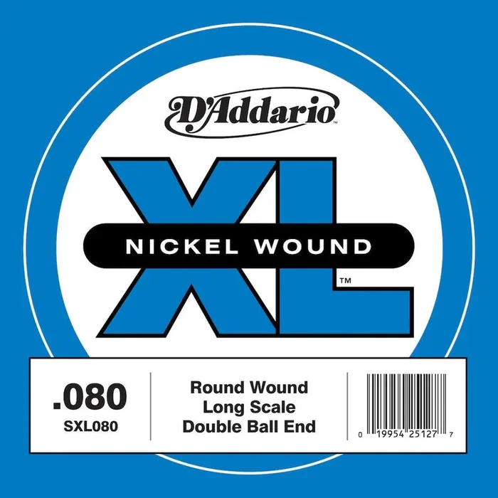 D‘Addario SXL080 Nickel Wound Double Ball-End Bass Guitar Single String, Long Scale, .080