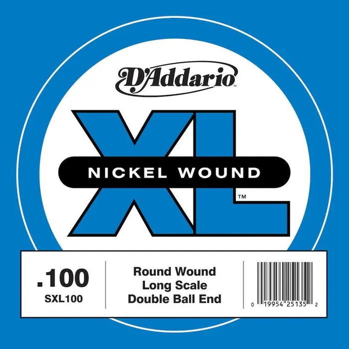 D‘Addario SXL100 Nickel Wound Double Ball-End Bass Guitar Single String, Long Scale, .100