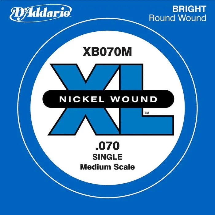 D‘Addario XB070M Nickel Wound Bass Guitar Single String, Medium Scale, .070