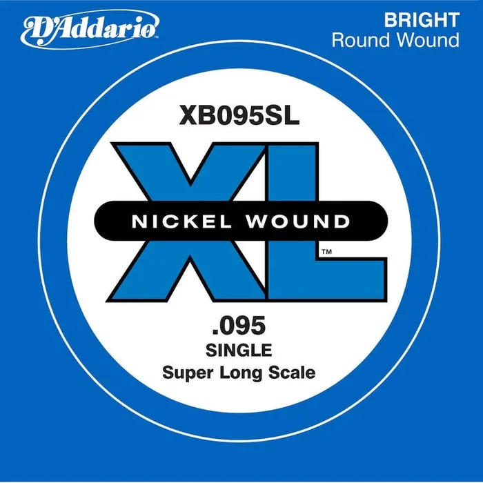 D‘Addario XB095SL Nickel Wound Bass Guitar Single String, Super Long Scale, .095