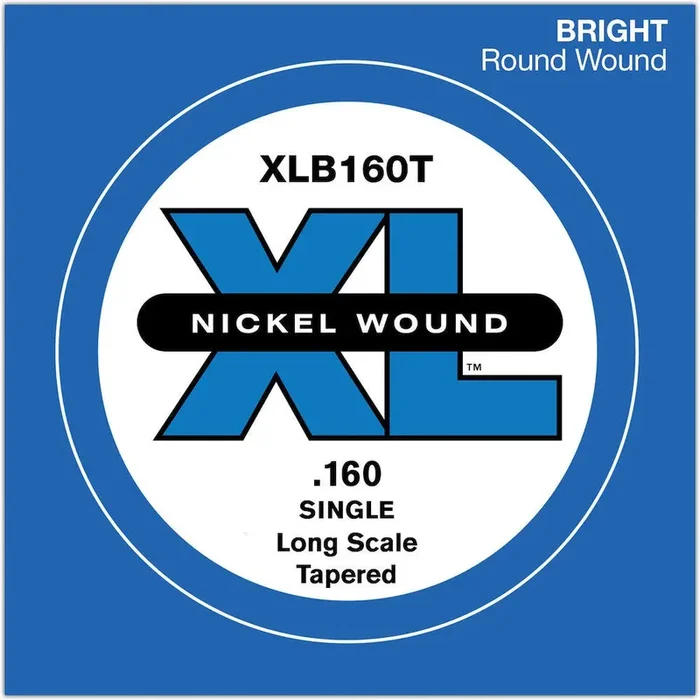 D‘Addario XLB160T Nickel Wound Bass Guitar Single String, Long Scale, .160, Tapered