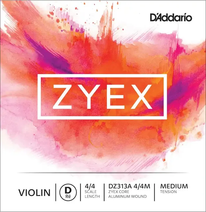 D‘Addario Zyex Violin Single Aluminum D String, 4/4 Scale, Medium Tension