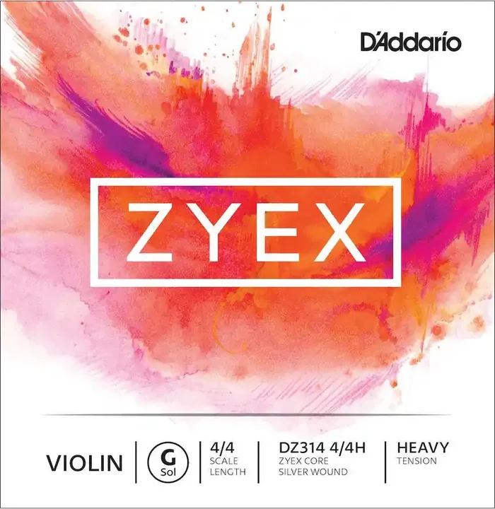 D‘Addario Zyex Violin Single G String, 4/4 Scale, Heavy Tension