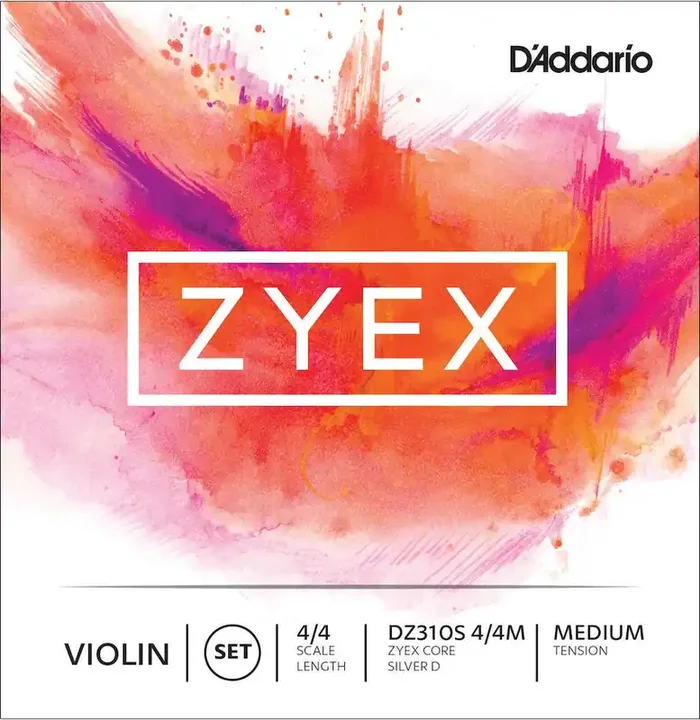 D‘Addario Zyex Violin String Set with Silver D, 4/4 Scale, Medium Tension
