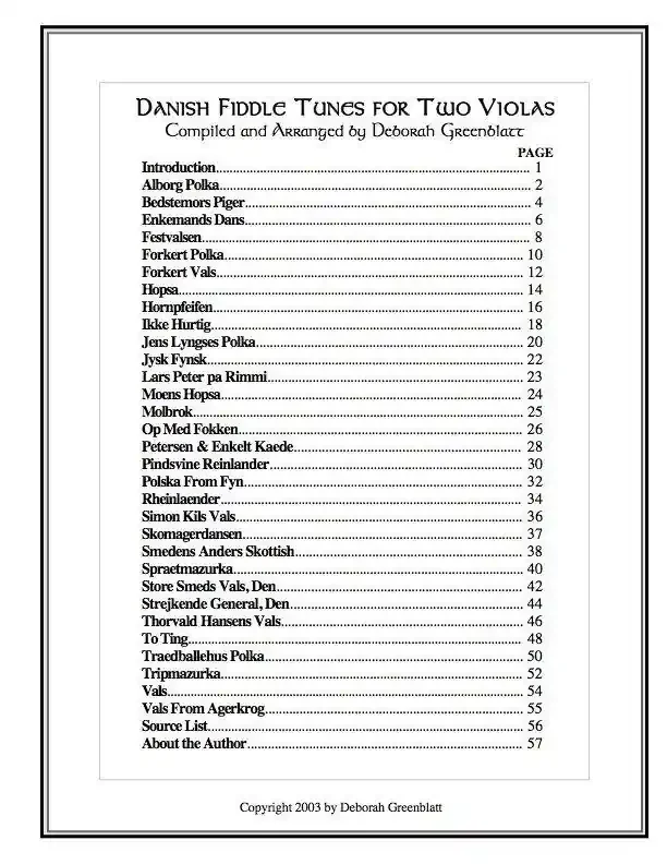 Danish Fiddle Tunes for Two Violas