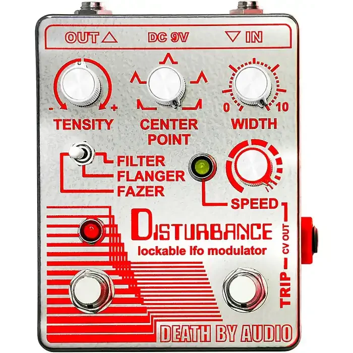 Death By Audio Disturbance Lockable LFO Modulator Filter, Flanger, Fazer Effects Pedal Mirrored Chrome and Red Guitar Center