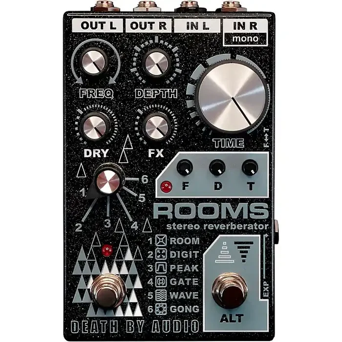 Death By Audio ROOMS Stereo Reverb Effects Pedal Black Sparkle Guitar Center