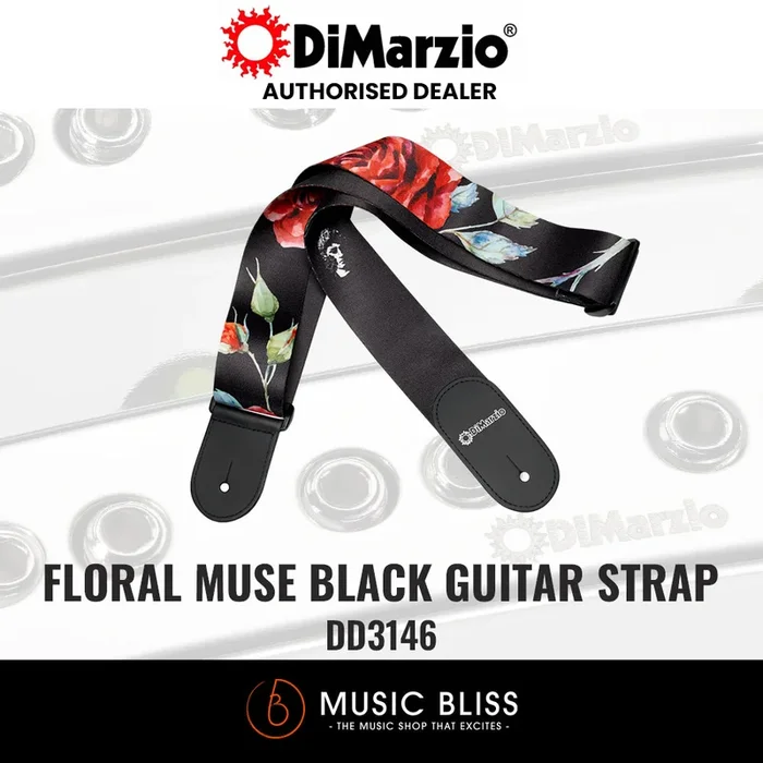 DiMarzio DD3146 2″ Polyphia Microfiber Floral Muse Strap – Black