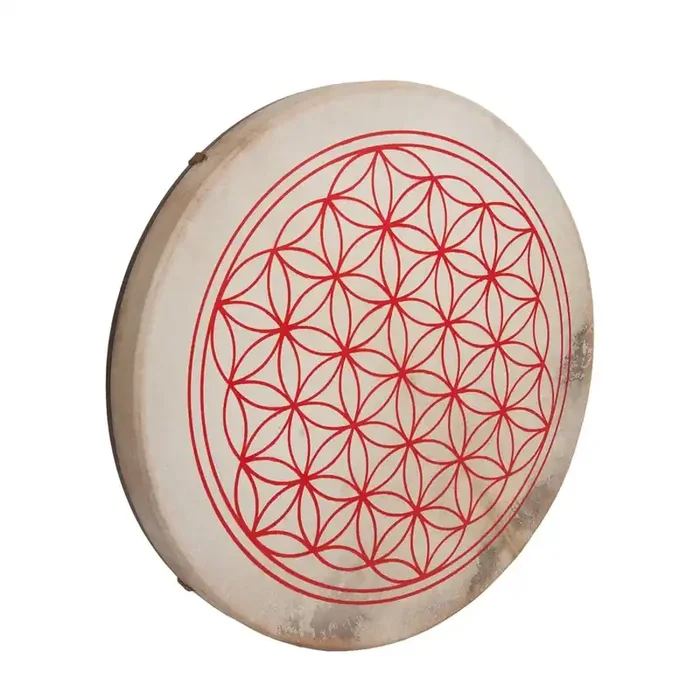 DOBANI Pretuned Goatskin Head Wood Frame Drum w/ Beater 18″x2″ Circle of Life