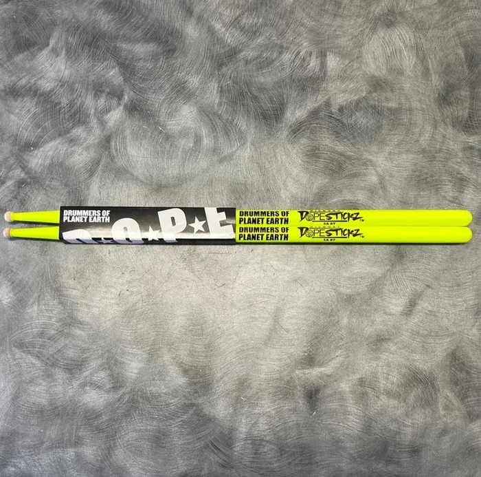 DopeStickz 5A Neon Green Ball Tip Drum Sticks (pair)