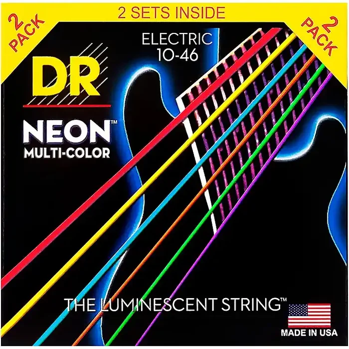 DR Strings Hi-Def NEON Multi-Color Medium Electric Guitar Strings (10-46) 2 Pack Guitar Center