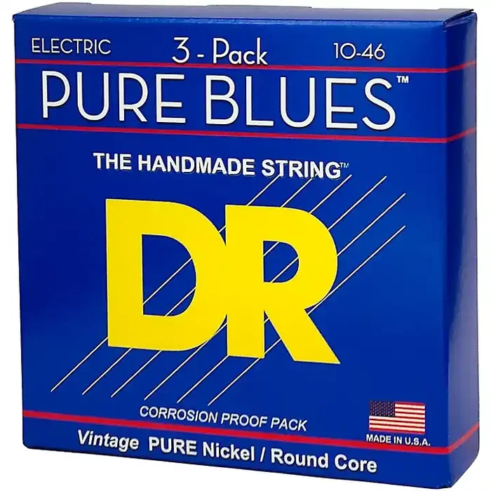 DR Strings Pure Blues Pure Nickel Electric Guitar Strings 3-Pack Medium (10-46) Guitar Center