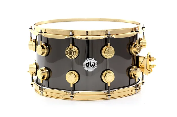 Drum Workshop 14″ x 8″ Collector‘s Metal Snare Drum – Black Nickel Over Brass With Gold Hardware