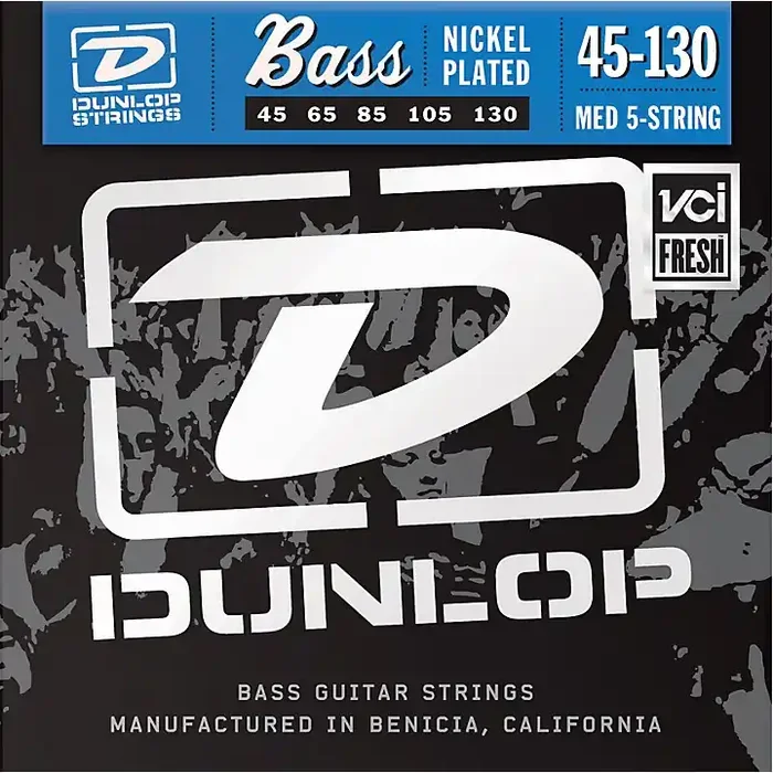Dunlop Nickel Plated Steel Bass Strings – Medium 5-String with 130 Guitar Center