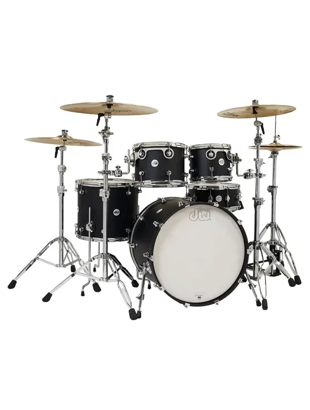 DW Design Series 4-pc Maple Shell Pack Black Satin Lacquer w/ 22″ Kick