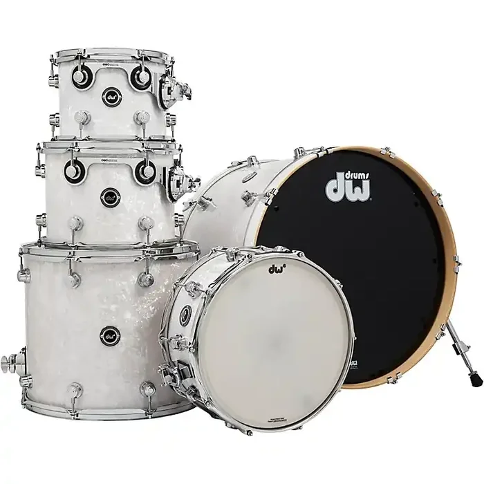 DW DWe Wireless Acoustic-Electronic Convertible 5-Piece Shell Pack With 22″ Bass Drum Finish Ply White Marine Pearl Guitar Center