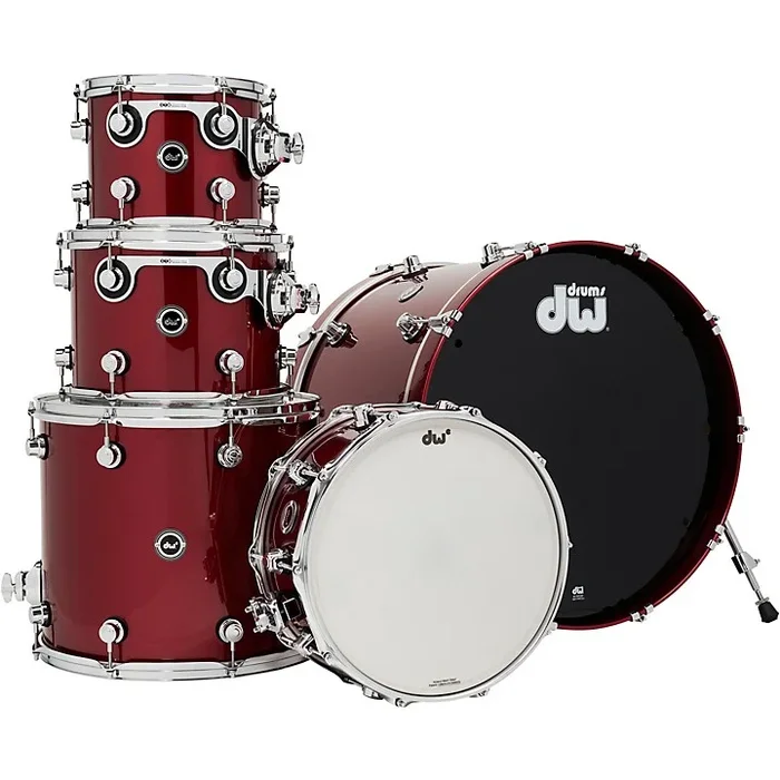 DW DWe Wireless Acoustic-Electronic Convertible 5-Piece Shell Pack With 22″ Bass Drum Lacquer Custom Specialty Black Cherry Metallic