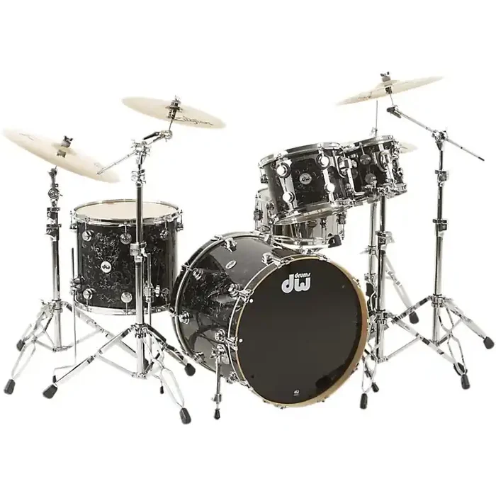 DW SSC Collectors Series 4-Piece Finish Ply Shell Pack With 22″ Bass Drum Black Velvet Chrome Hardware Guitar Center